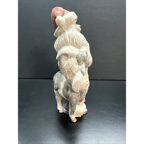 Christmas Hand Painted Atlantic Mold Ceramic Santa W Farm Animals 10" - Picture 6 of 8